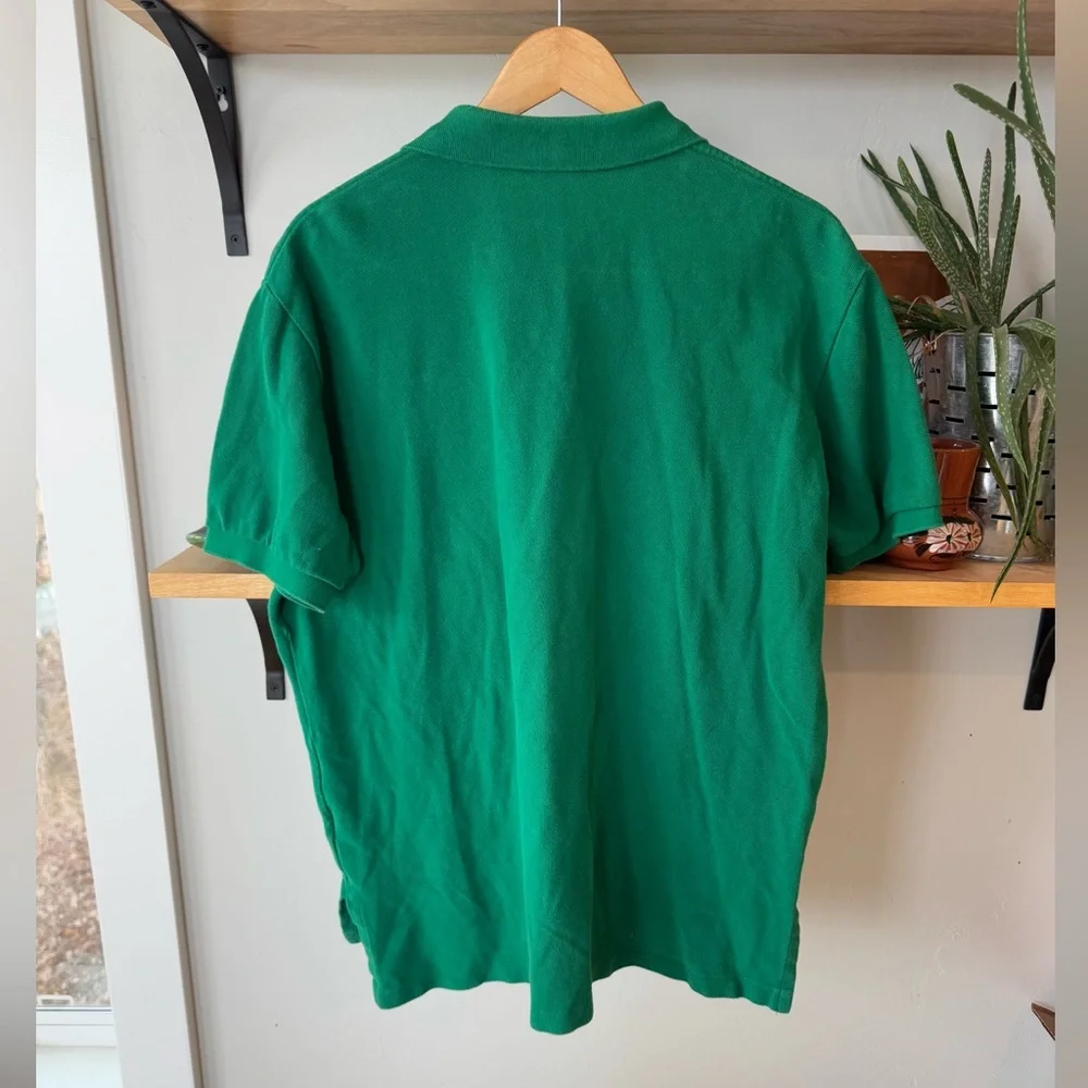 POLO Ralph Lauren Emerald Green Cotton Polo with Orange Embroidered Logo Large